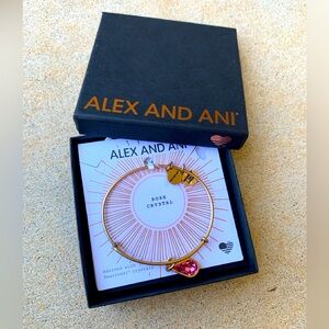 NIB Alex and Ani Rose Swarovski Teardrop Crystal goldtone charm bracelet